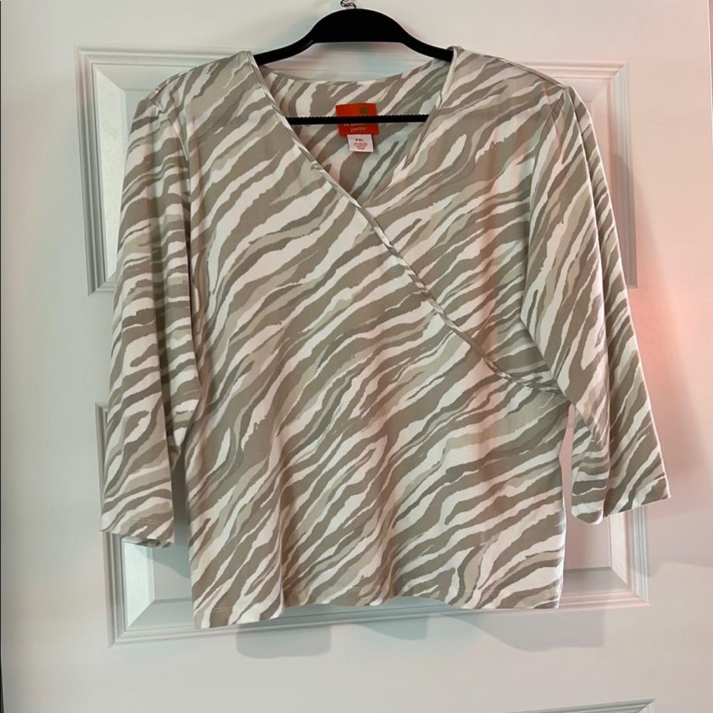Zebra Print Wrap-Look Top
